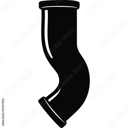 Black and White Pipe Fitting Illustration plumbing drainage sewer water system construction industrial pipeline connection tube bend