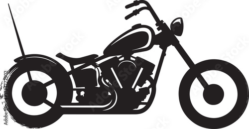 Brush Stroke Custom Chopper Motorcycle Silhouette Vector