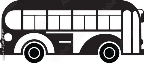 Classic bus vector illustration with rounded features, side view city public transport icon