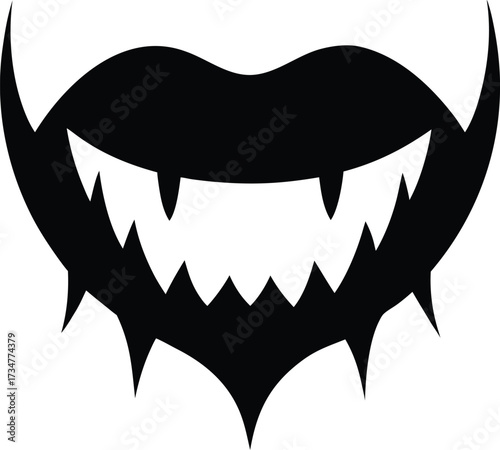 Black silhouette vampire teeth vector 