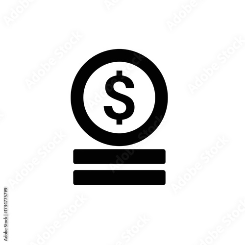 Icon of a Stack of Coins and Dollar Symbol