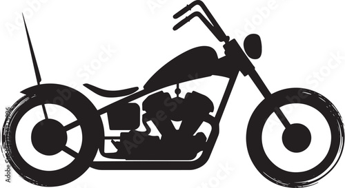 Custom Chopper Motorcycle Silhouette Vector Illustration