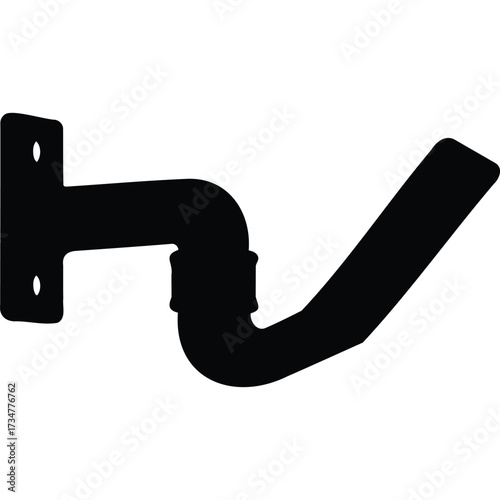 Black silhouette of a wall-mounted coat hook wall mount hanger metal storage organization home decor furniture accessory utility design
