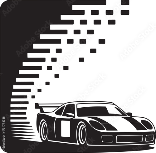 Front view sport car speed dash lines effect racing street race transport