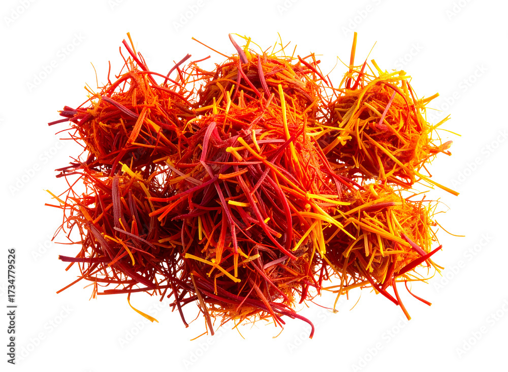 Naklejka premium Cluster of vibrant red saffron threads isolated on transparent background