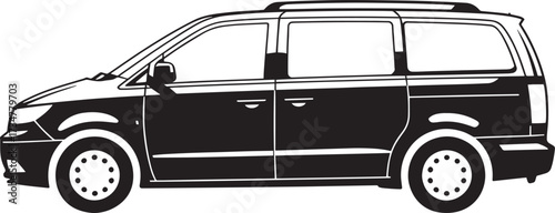 Modern minivan graphic, family vehicle illustration, passenger van vector art
