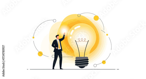 A Businessman Reaching for Enlightenment and Idea in Business and Finance Concept