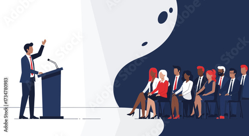 A Businessman Speeching to an Audience in a Conference or a Seminar Presentation