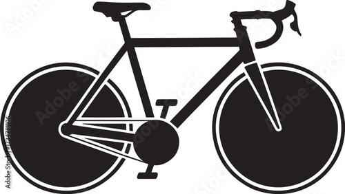 Road bike silhouette outline isolated on transparent background. Sport racing bicycle