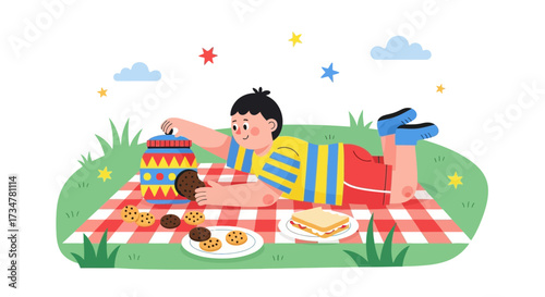 A Cheerful Afternoon Of Treats And Fun Enjoyed By A Young Person At A Picnic