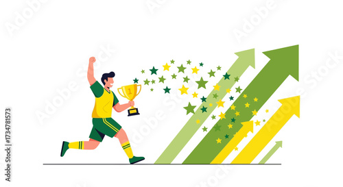 Achieved Victory Depicted: A Sportsperson Ecstatically Celebrating Championship Triumph