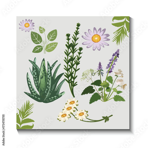 Botanical Delights: A vibrant array of hand-painted botanical illustrations showcasing diverse flowers and lush foliage, celebrating the beauty of nature and the art of plant life.