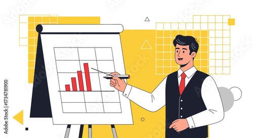 A Professional Explaining And Presenting Statistical Data On A Whiteboard In The Office
