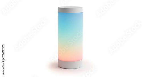 Wallpaper Mural Modern cylindrical lamp with a gradient of blue, green, and pink light, isolated on white background Torontodigital.ca