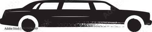 Sleek limousine silhouette with brush stroke effect, side view luxury vehicle icon