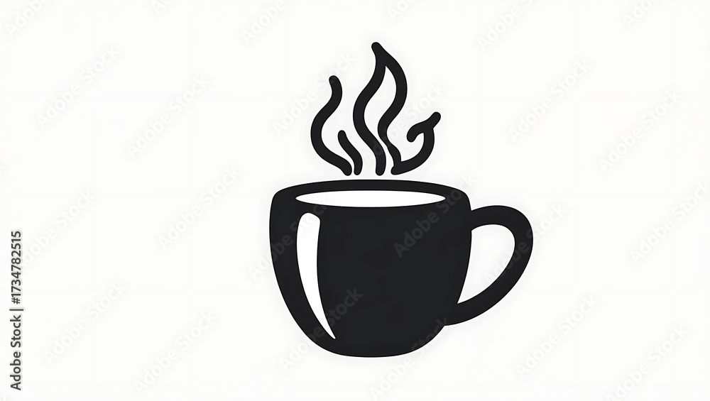 Obraz premium Coffee Cup With Steam: Cozy Morning Beverage Icon for Cafe, Kitchen, or Breakfast.