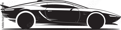 Sport car silhouette isolated icon design element. Modern automobile side view with brush strokes
