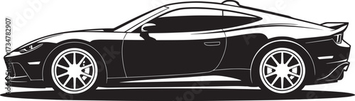 Sport car silhouette on transparent background. Vehicle side view. Automobile black outline