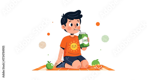 A Young Person Savoring Juice While Relaxing Outdoors, Enjoying Freshness And Hydration