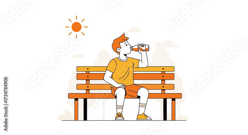 A Young Person Refreshing With a Beverage While Relaxing on a Park Bench in Daytime