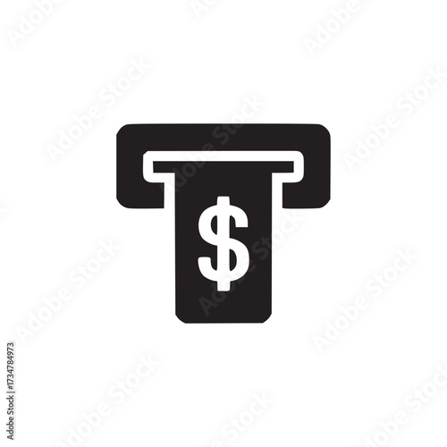 Vector art of a dollar bill being dispensed from an atm, , represents easy access to cash and financial transactions, symbolizing convenience and banking services in modern finance and technology