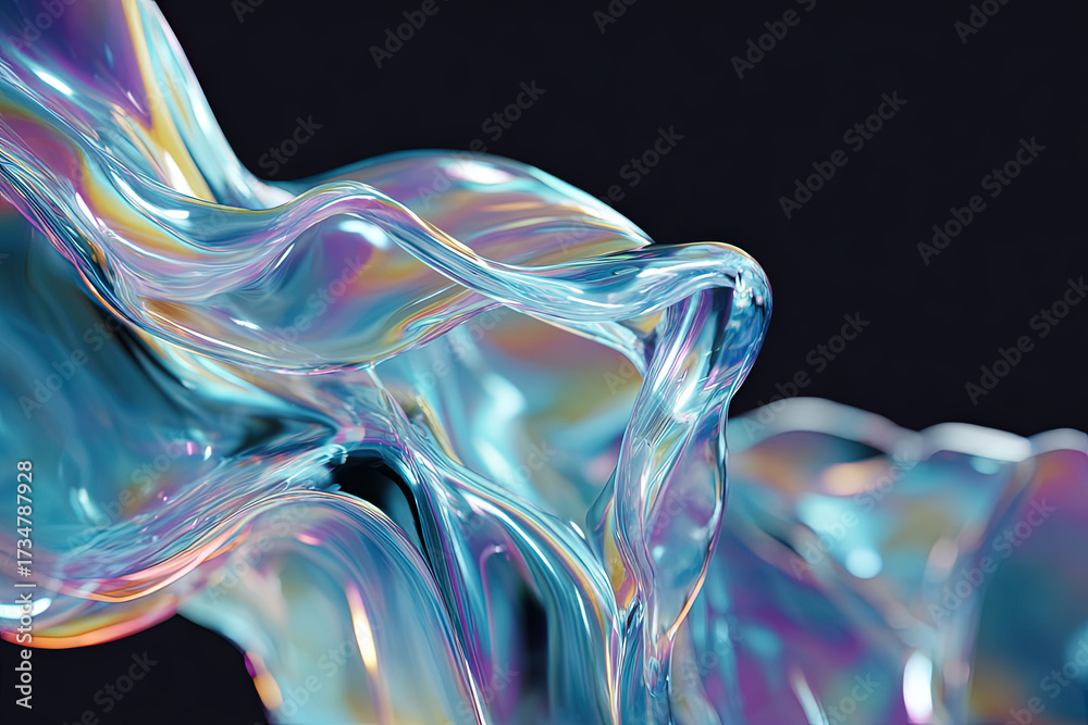 Obraz premium Translucent wave with colorful refractions and organic flow