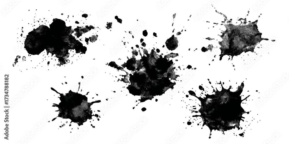 Obraz premium ink blots and splats. detailed ink splats Hyperrealistic Highly Detailed Isolated On Transparent Background 
