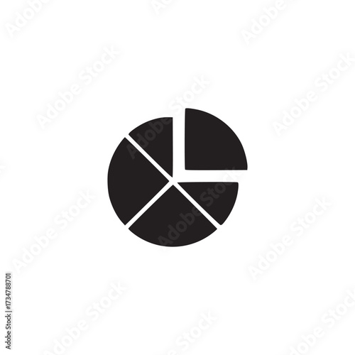 Vector art of a pie chart icon with different sized slices, representing data analysis, statistics, and market shares perfect for business and finance presentations