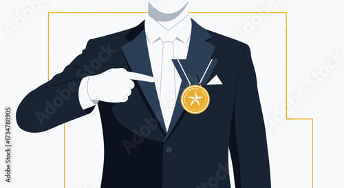 Achievement Emblem: An Elegant Depiction of Success, Recognition, and Award Presentation