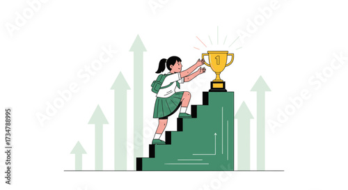 Achieving Academic Triumph: A Student Ascends to Claim Championship Trophy