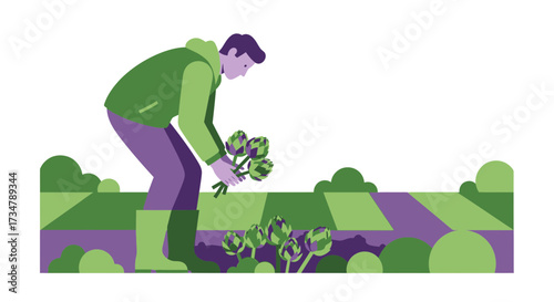 Artichoke Harvest: A Modern Graphic Depiction of Agriculture and Organic Farming