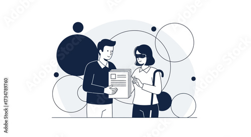 Assistance And Guidance Helping A Visually Impaired Person With Contractual Documents