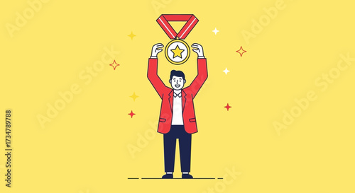 Achieving Success: An Illustrated Depiction of Achievement and Celebration