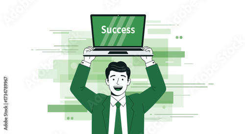Achieving Success With Technology: A Confident Businessman Embraces Modern Solutions