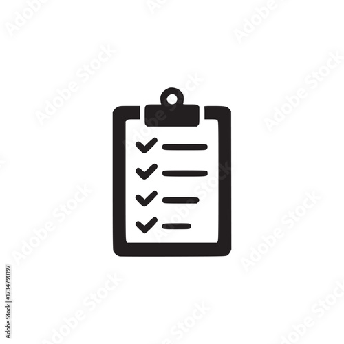 Vector art of checklist icon clipboard with check marks, symbolizing tasks completed, survey results, or a todo list clean, minimalist design for websites and applications