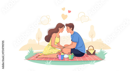 Affectionate Couple Sharing a Casual Picnic Moment Together In a Picturesque Park