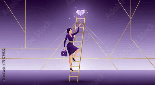 Ambitious Woman Achieving Dreams Through Persistence And Determination Toward Success