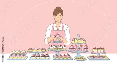Bakery Shop Offering Exquisite Cupcakes And Pastries Presentation With Professionalism