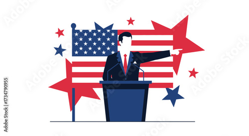 American Politician Giving Speech And Pointing At Audience With Style And Flair