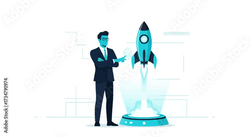 An Ambitious Leader Witnessing The Innovative Launch Of A New Enterprise Initiative