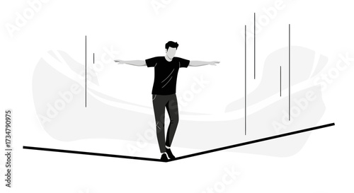 Balancing Act: A Man Navigating the Tightrope of Modern Life and Achieving Equilibrium