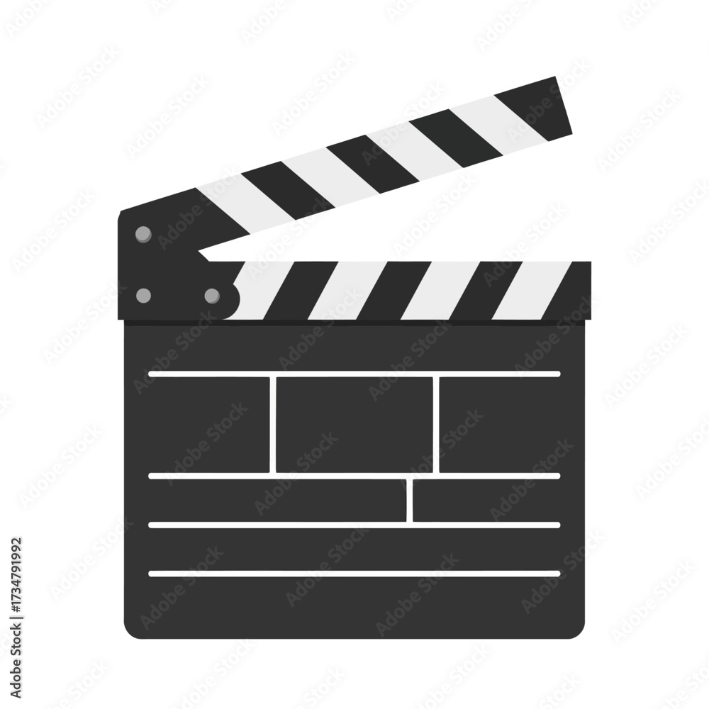 Obraz premium Classic black and white film clapperboard for movie production and filmmaking, symbolizing action and cinema