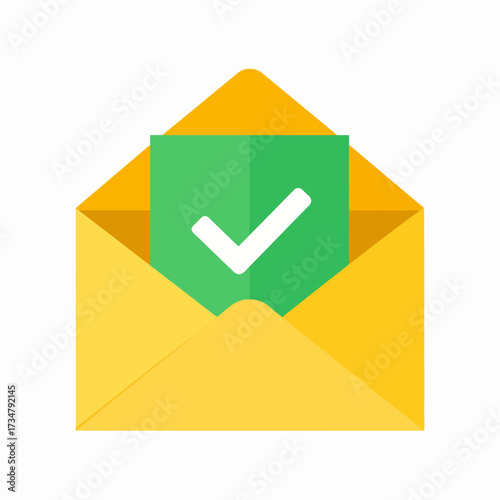 Successful Email Delivery Confirmation Icon Illustrating Digital Communication Completion and Message Verification with a Prominent Green Checkmark Symbol for Online Transactions and Notifications