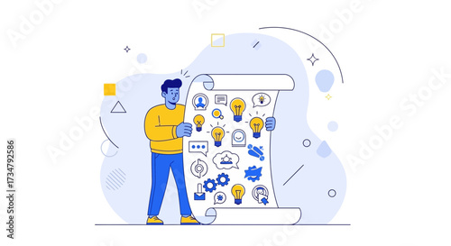 Brainstorming Process Design: A Man Unveiling Fresh Concepts and Strategic Ideas