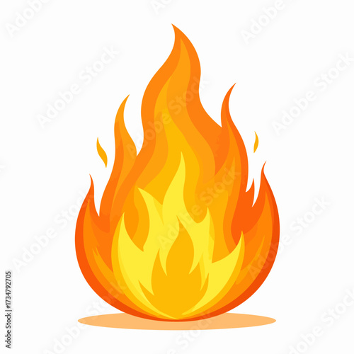 Burning Flame Icon A Vibrant and Dynamic Vector Illustration of Fire with Orange and Yellow Hues