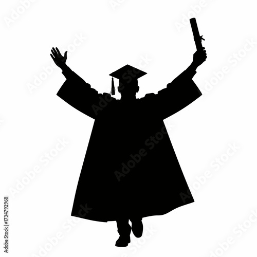 Graduation Silhouette Celebration With Diploma