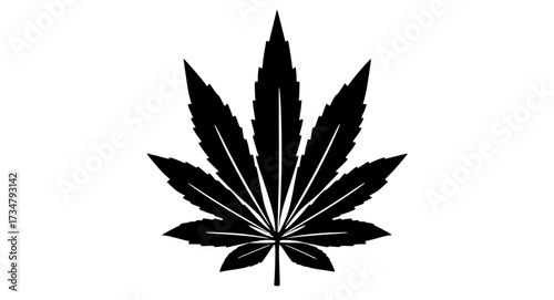 a black silhouette of a marijuana leafblack, flat, icon, illustration, leaf, maple leaf, profile, weed 