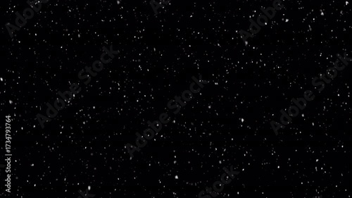 Winter overlay - falling snow animation. Seamless snowing loop. Alpha channel - transparent background.
