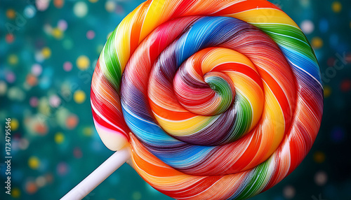 A Vibrant Spiral Lollipop With Multiple Colors Swirling From The Center To The Edges Vibrant Sugar