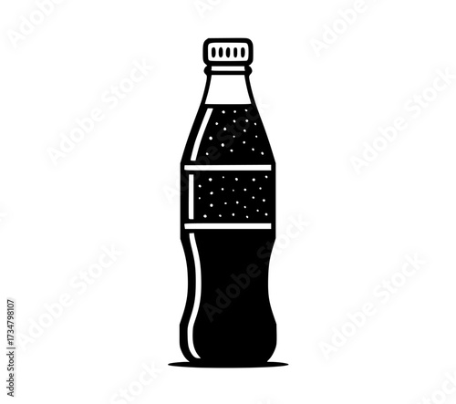 a black and white icon of a soda bottleblack, bottle, coke, flat, icon, illustration, liquid, plastic, profile, soda, water 